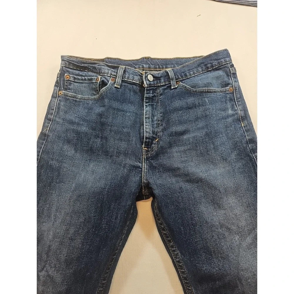 Levis 505 Jeans Mens 36x30 Blue Denim Straight Leg Medium Wash Classic Fit